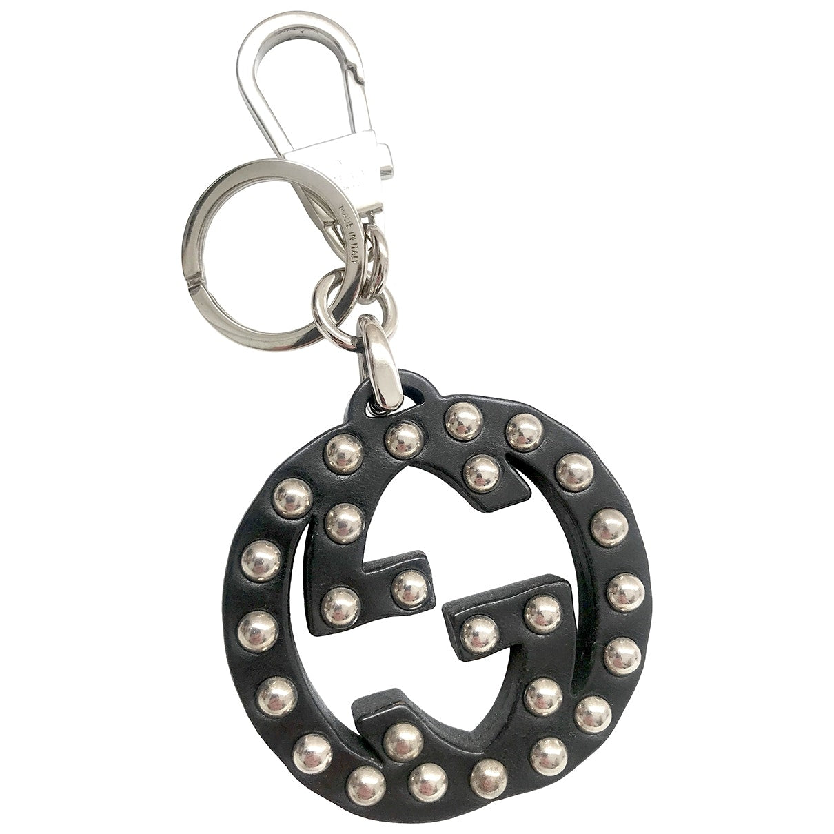 Gucci black leather bag charms
