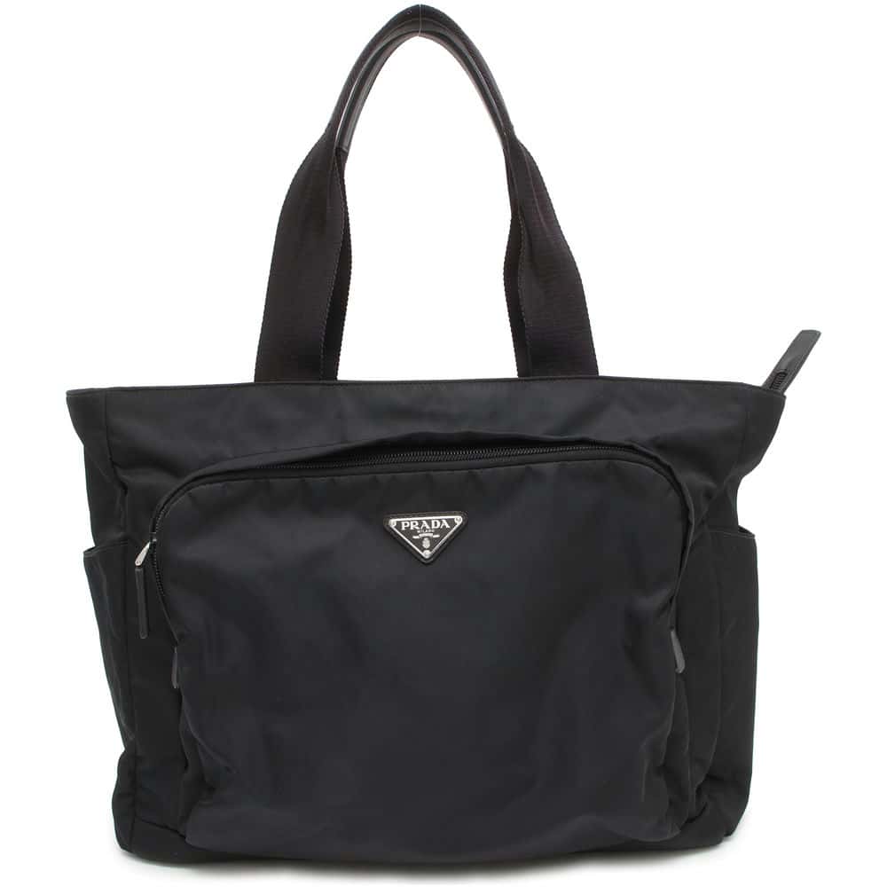 Prada Tote Bag Leather Nylon Black