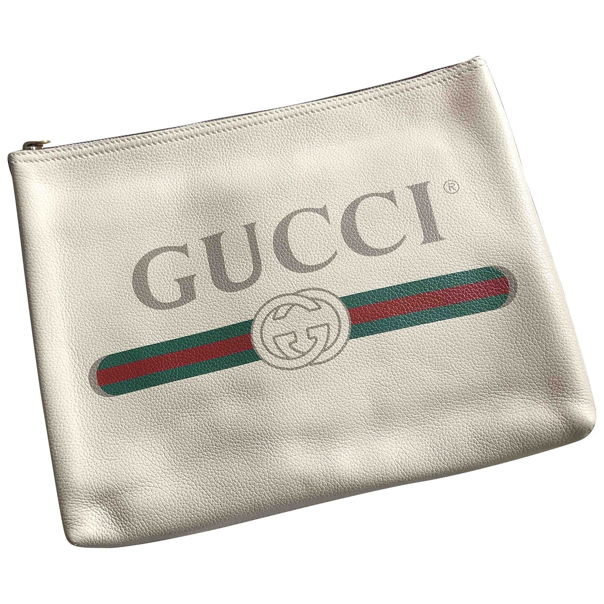 Gucci beige leather clutch bag