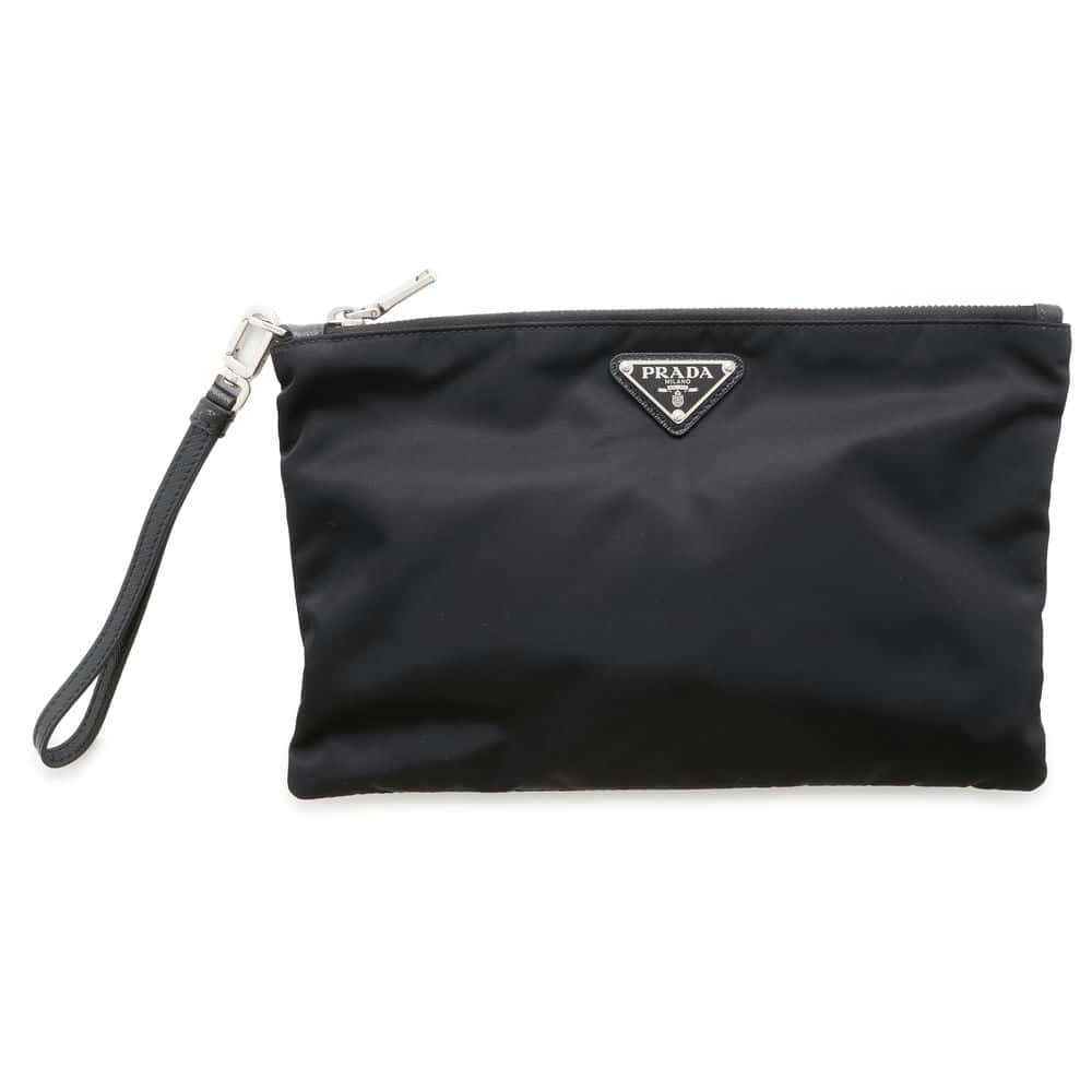 Prada Re Xsaffiano Leatherleather Pouch Luxury Handbag Nylon Black Clutch Bag