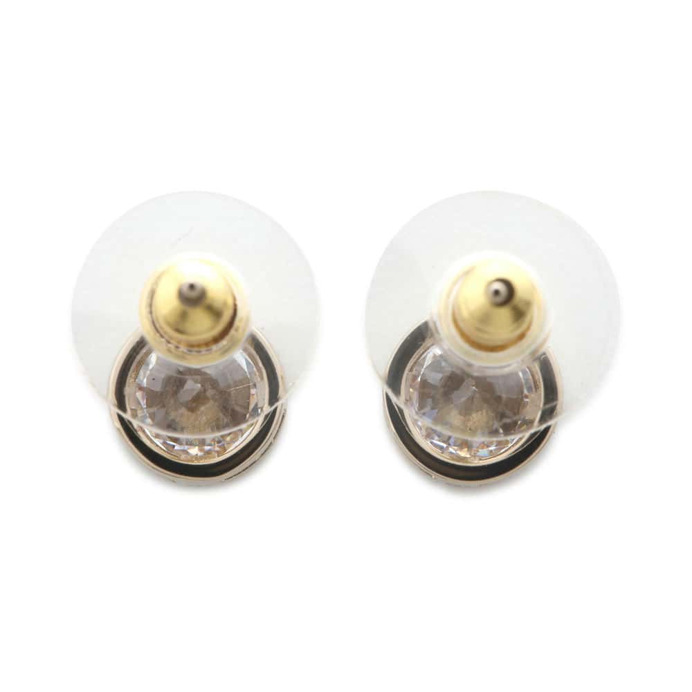 Chanel Round CC Logo Earrings Gold ABE107 Metal Strass Color Stone