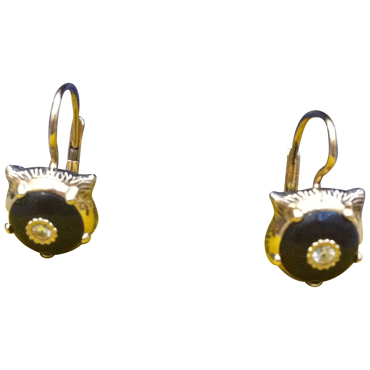 Gucci black yellow gold earrings
