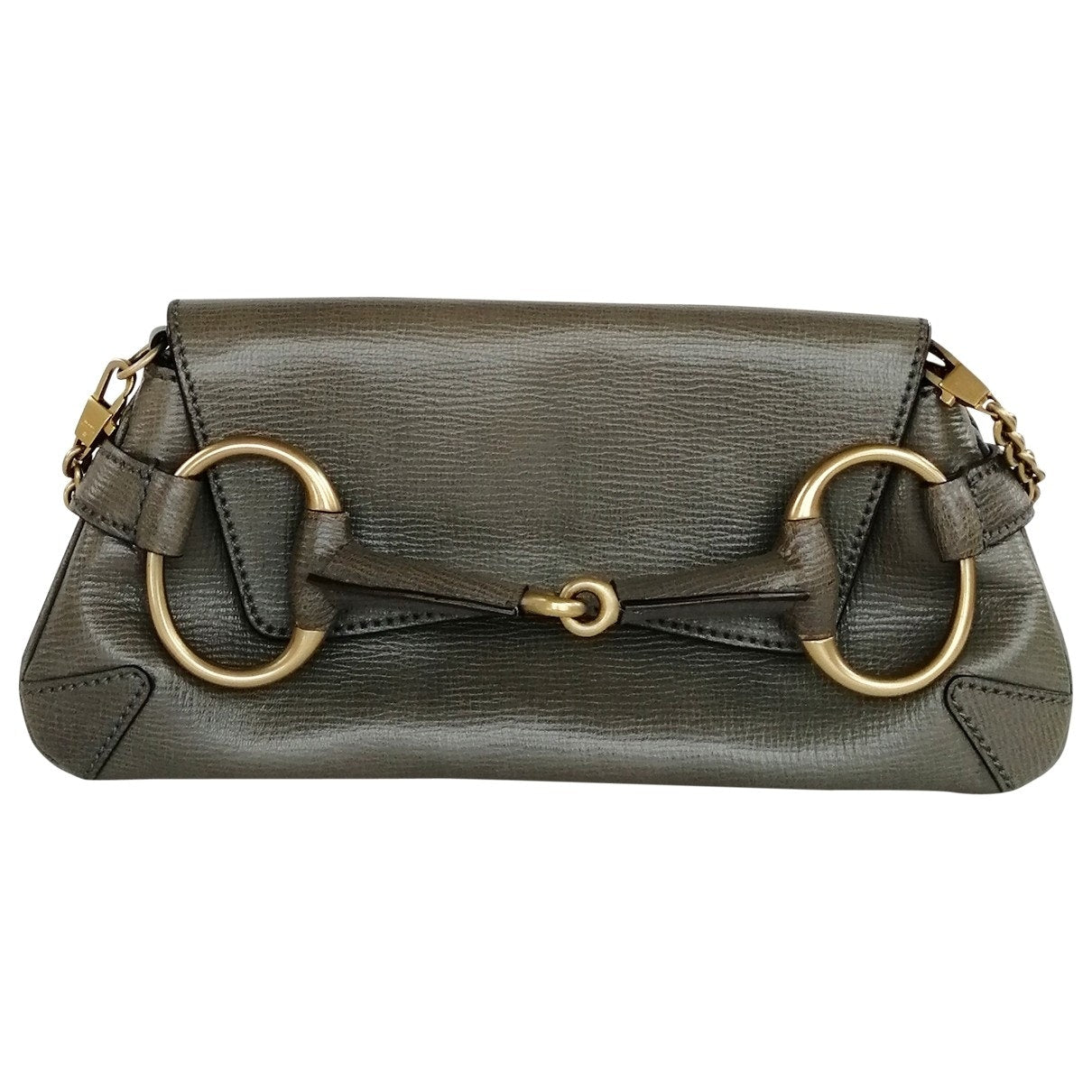 Gucci green leather clutch bag