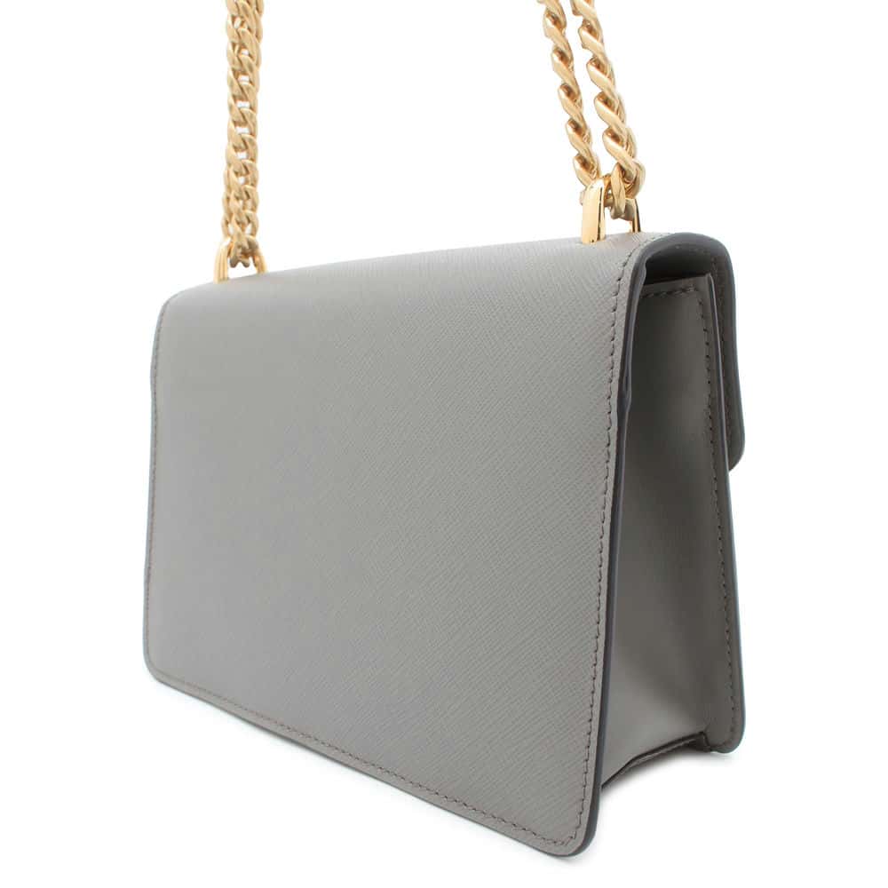 Prada Chainshoulder Bag Leatherleather Saffiano Gray