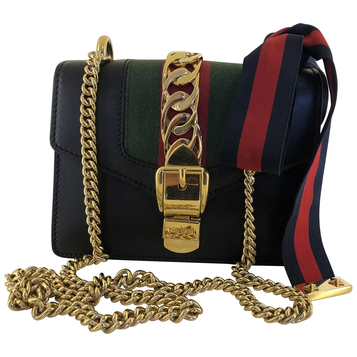 Gucci sylvie black leather handbag
