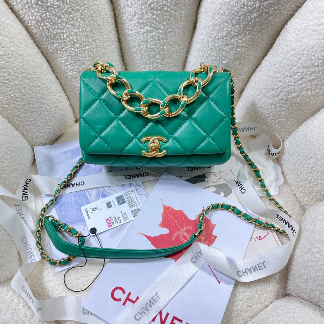 Chanel Top Qualityap Bag Hardware For Women Handbags Green Gold Shoulder Bag