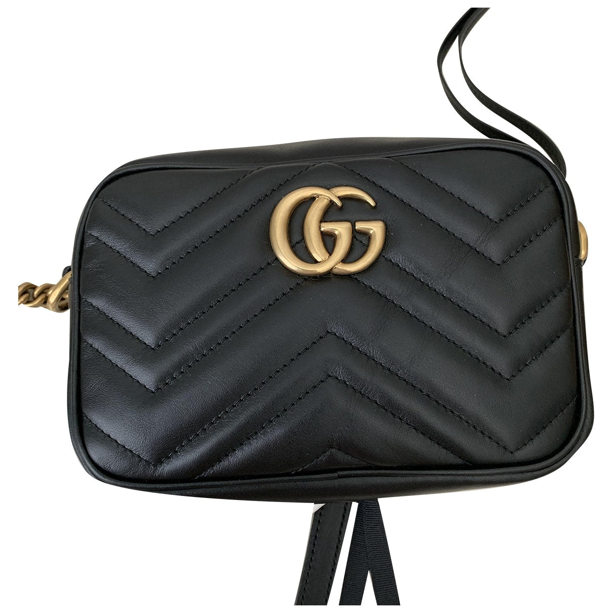 Gucci marmont black leather handbag