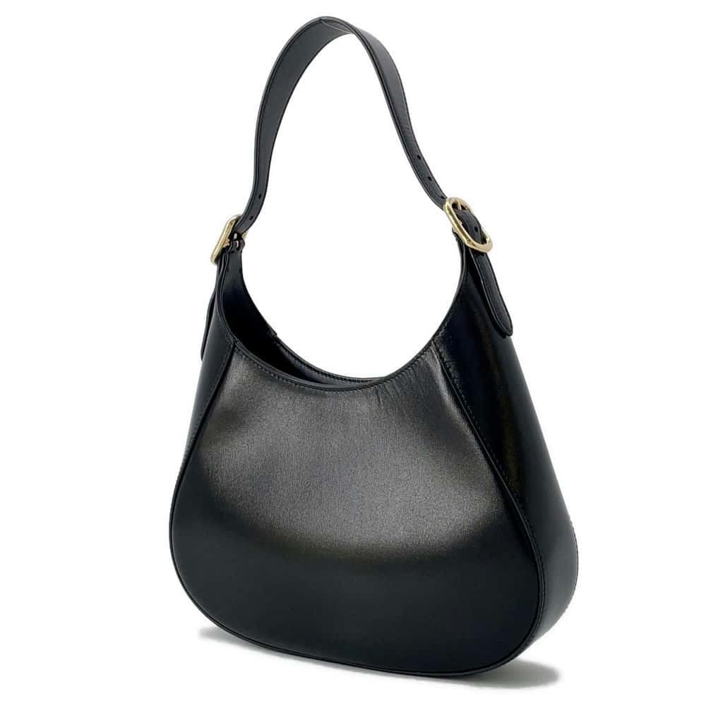 Prada Triangle One Shoulder Bag Leather Black Logo