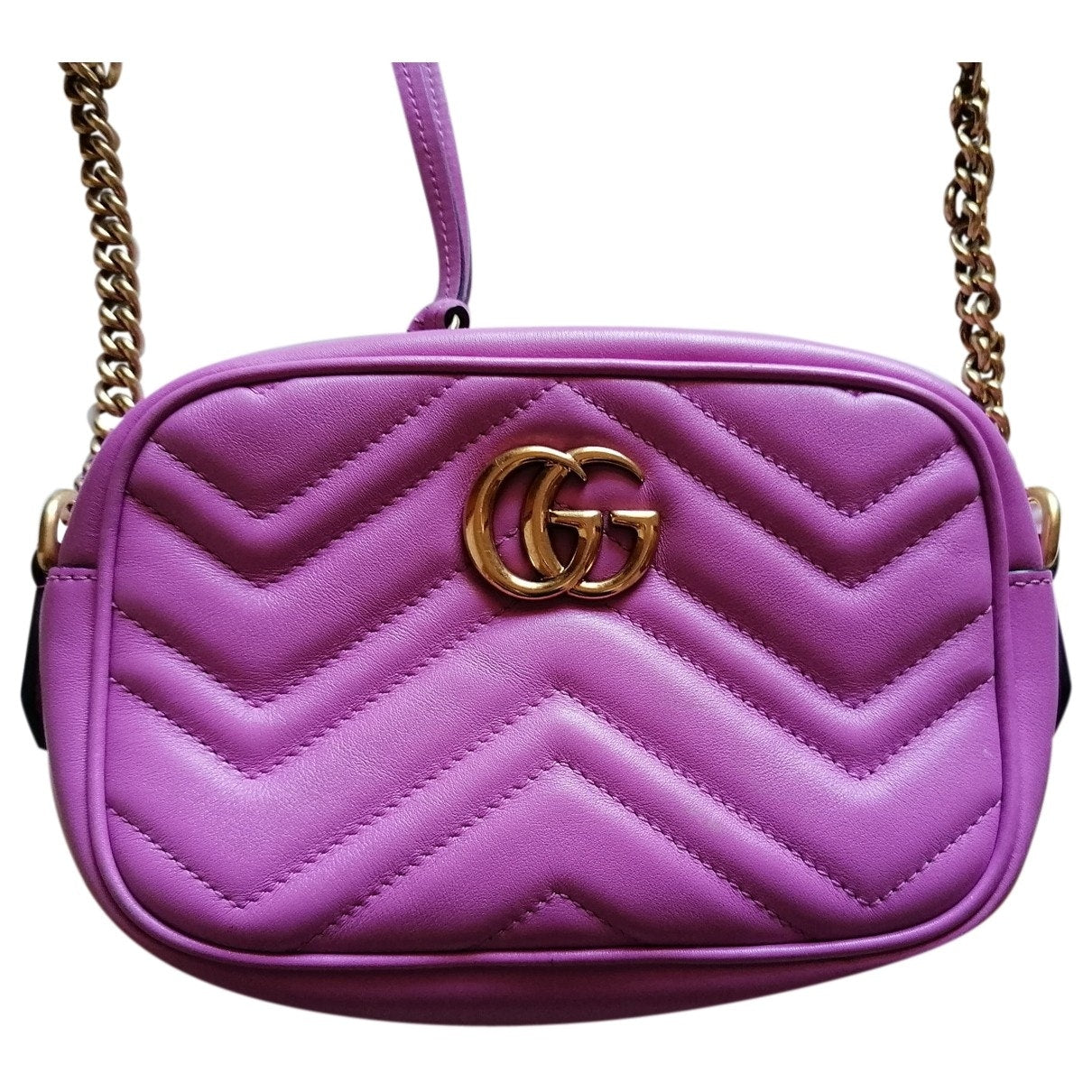 Gucci marmont pink leather handbag