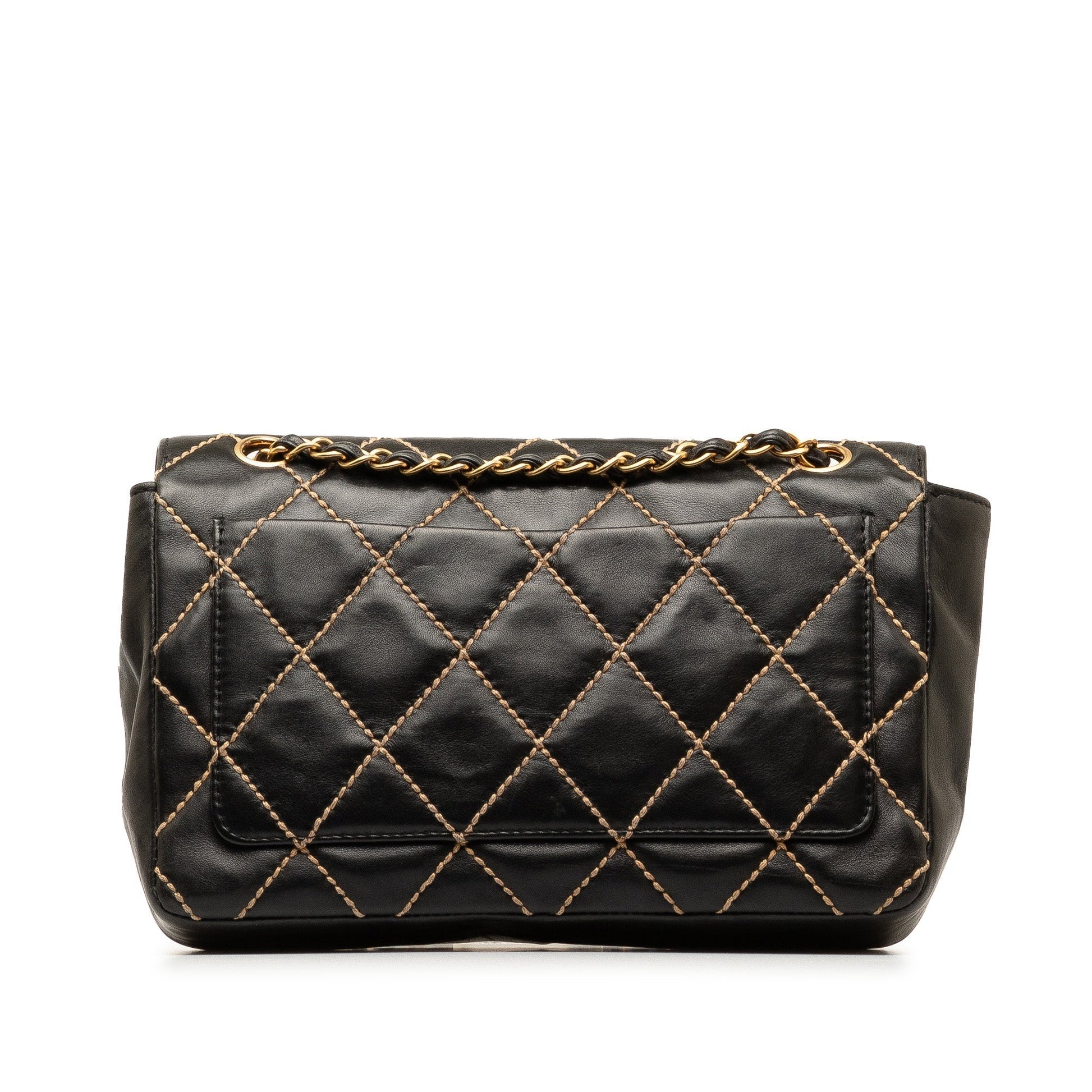 CHANEL CC Wild Stitch Lambskin Flap Shoulder Bag