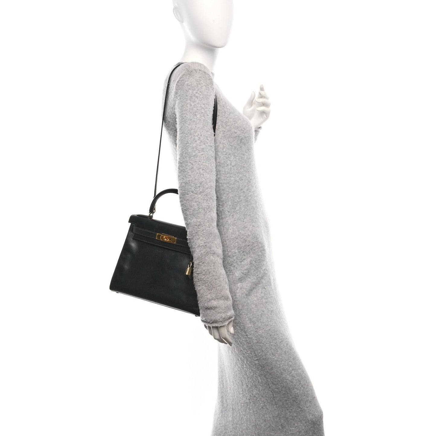 Hermes Box Kelly Retourne Handbag Black Travel Bag 28 Black 1747409