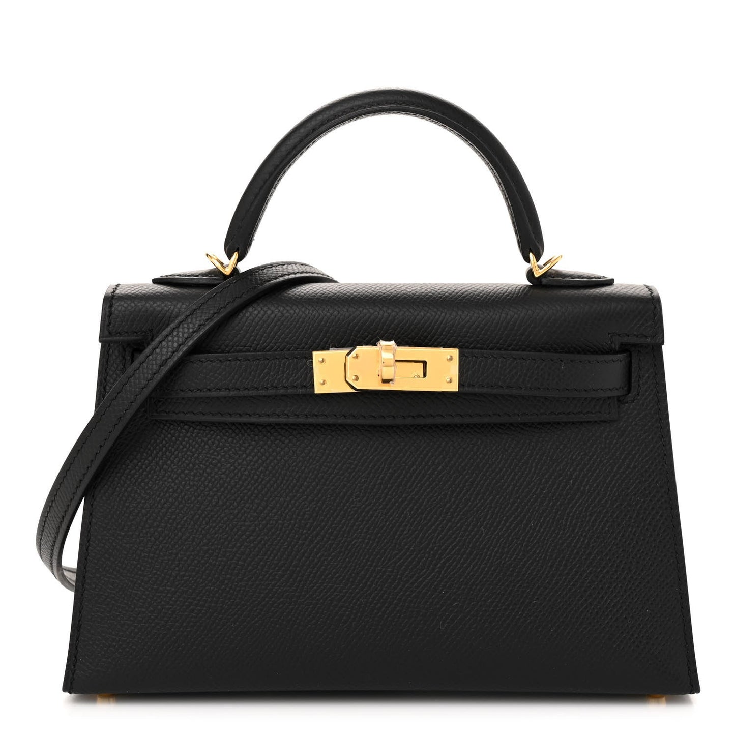 Hermes Epsom Kelly Sellier Handbag Black Mini Travel Bag 20 Black 1766356