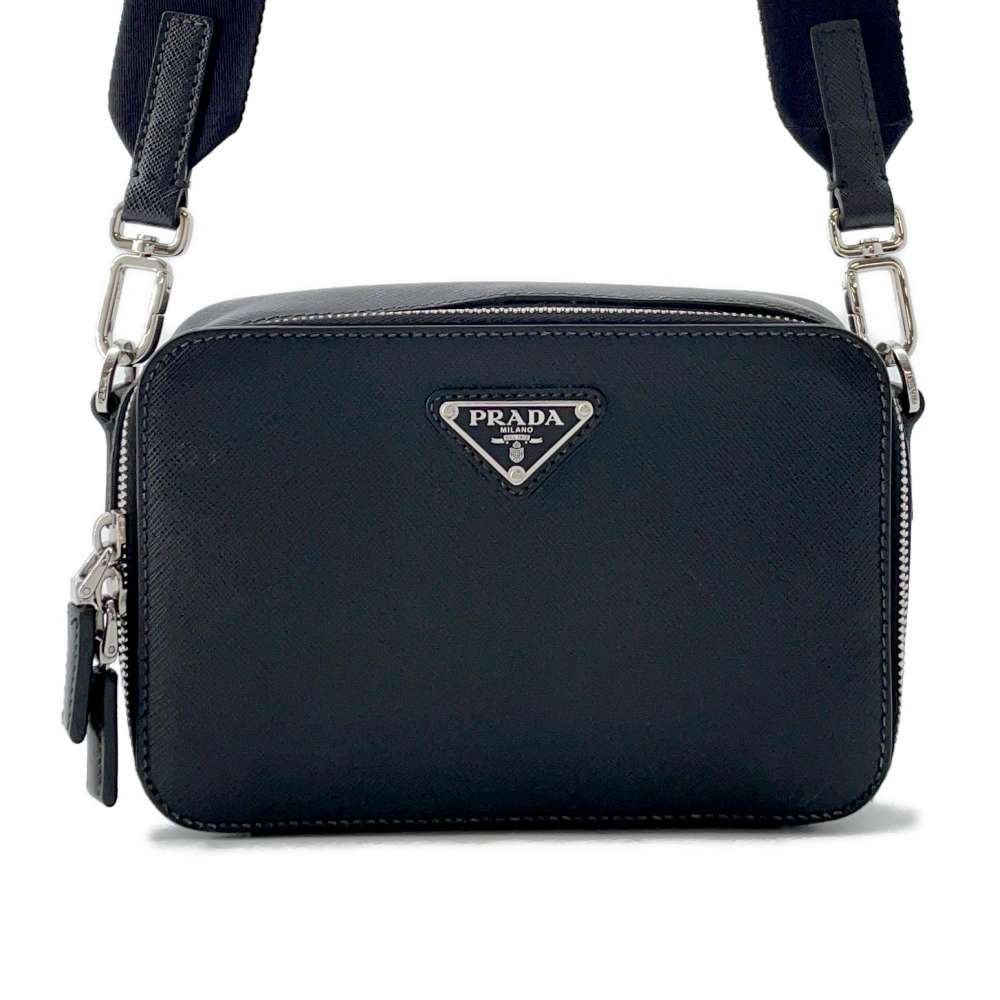 Prada Triangle Brique Shoulder Leatherleather Luxury Handbag Saffiano Black Logo Shoulder Bag