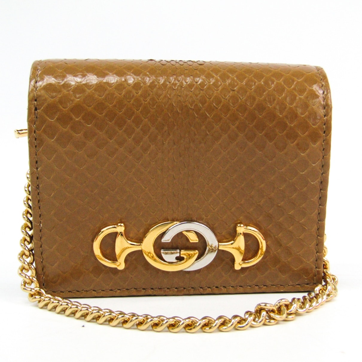 Gucci zumi beige exotic leathers clutch bag