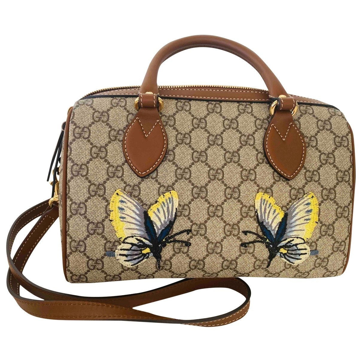 Gucci boston brown cloth handbag