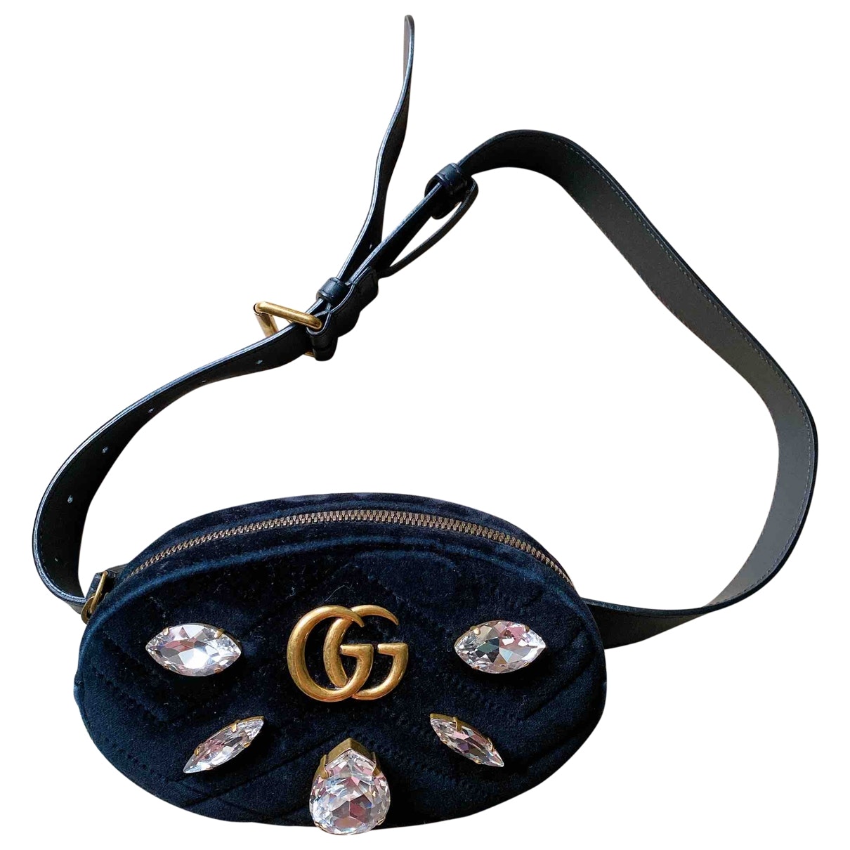 Gucci marmont black velvet clutch bag
