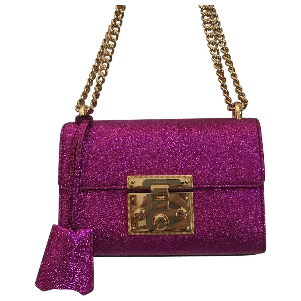 Gucci padlock metallic leather handbag