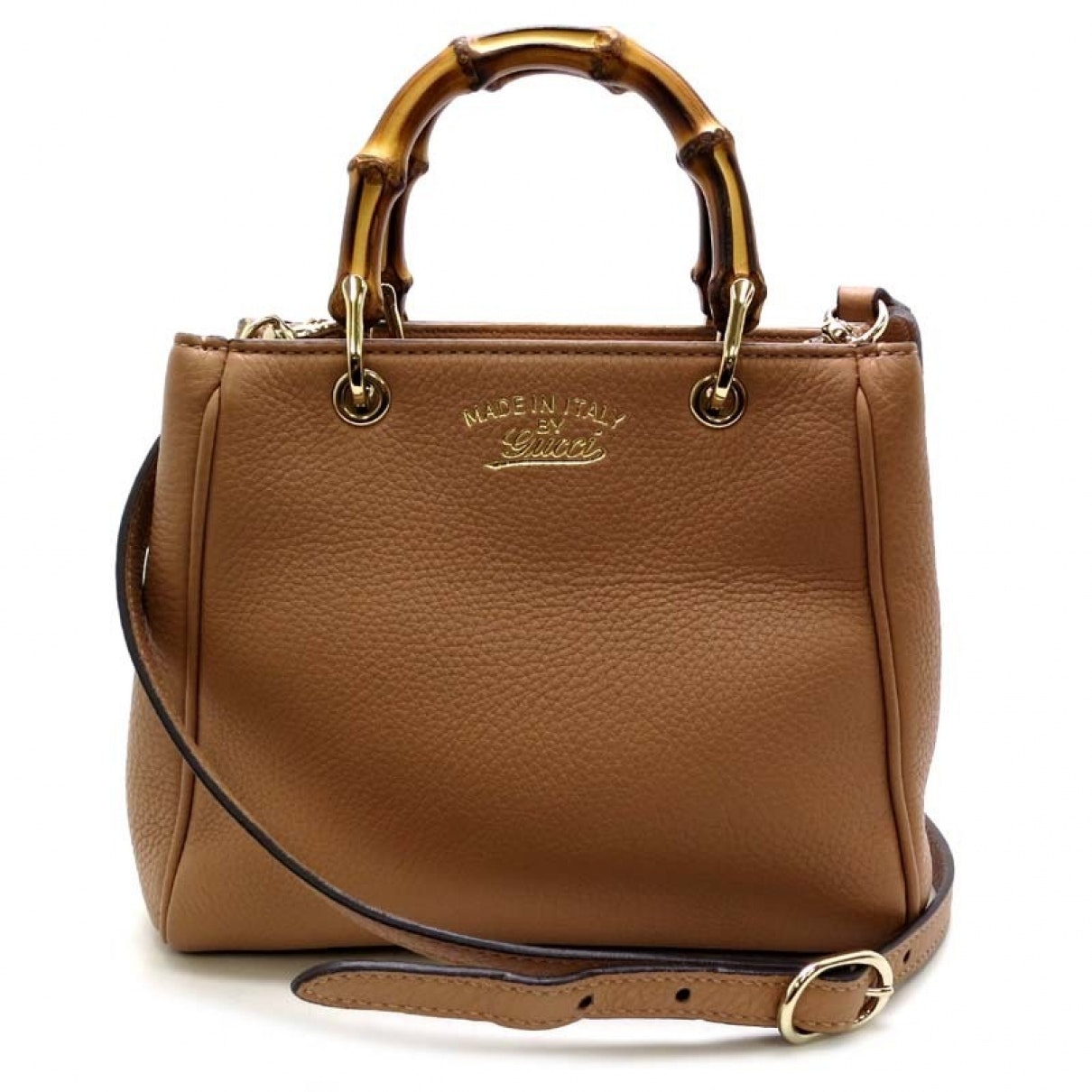 Gucci bamboo camel leather handbag