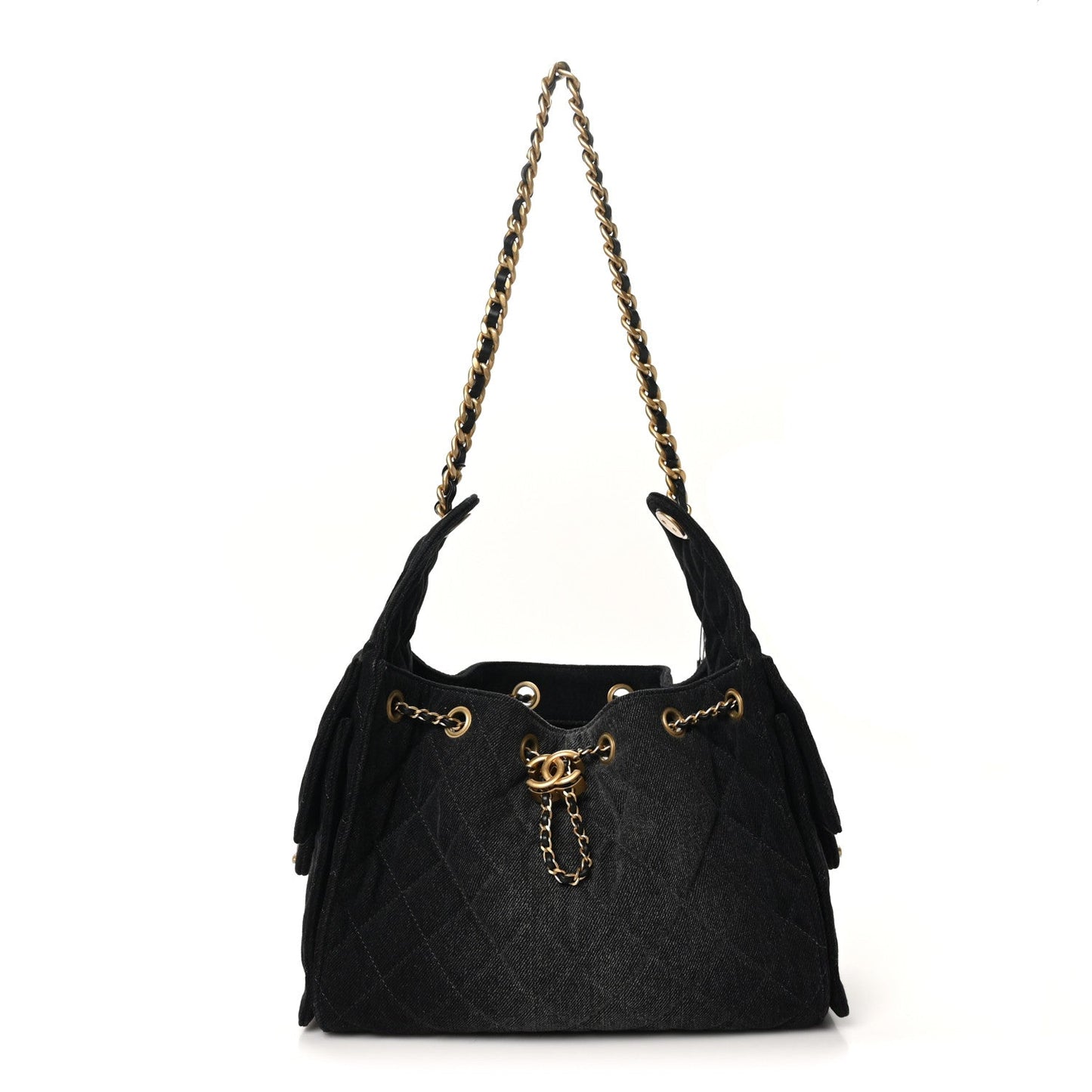 Chanel Washed Denim Quilted Small 25 Handbag Black