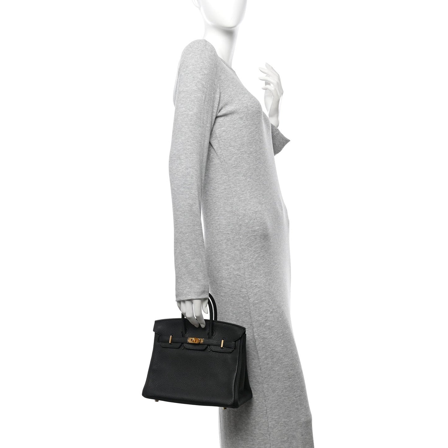 Hermes Togo Birkin Handbag Black Travel Bag 25 Black 1725861