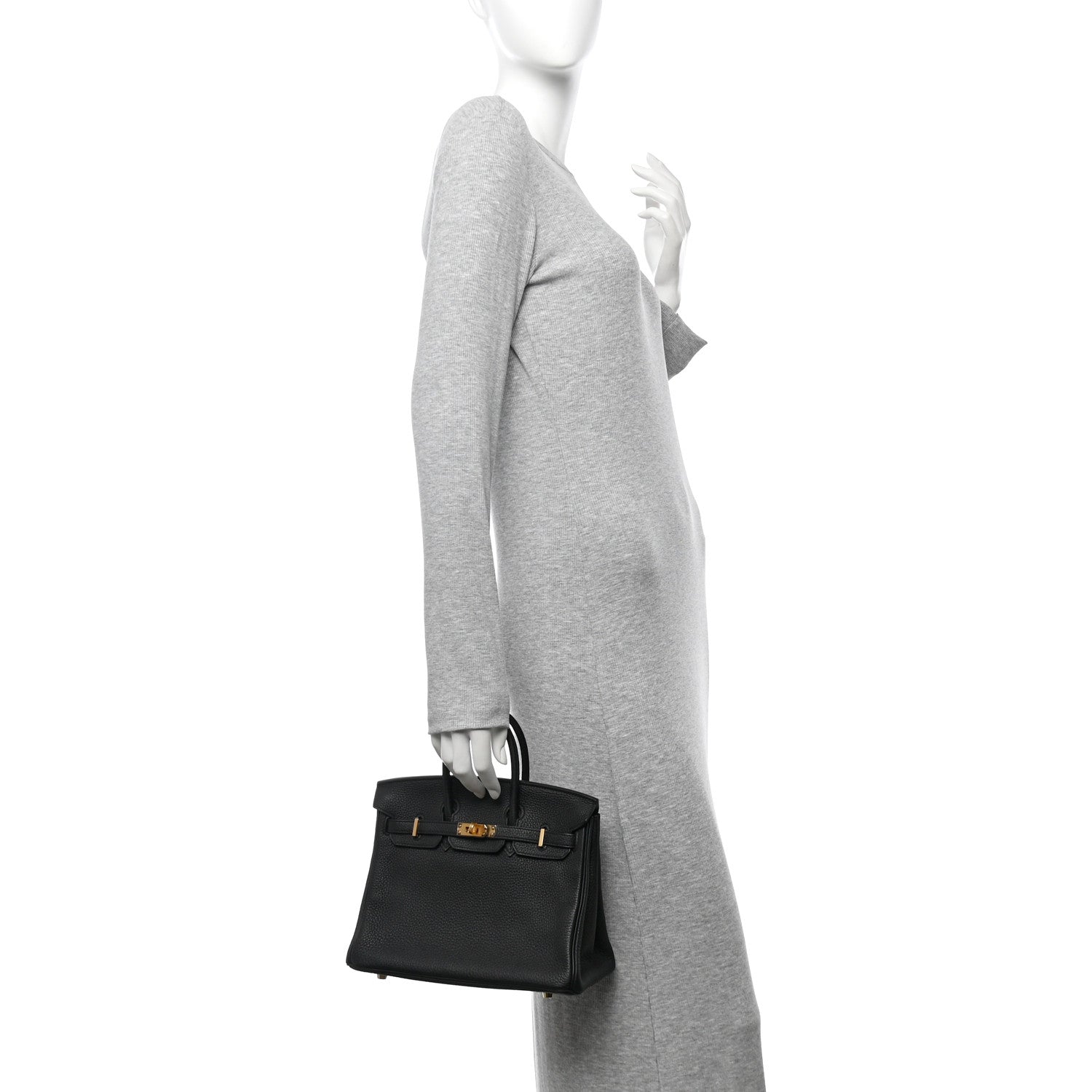 Hermes Togo Birkin Handbag Black Travel Bag 25 Black 1725861