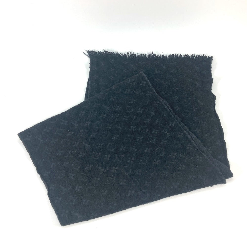 Louis Vuitton Scarf M70520 Echarpe Classic Monogram Wool Black Apparel