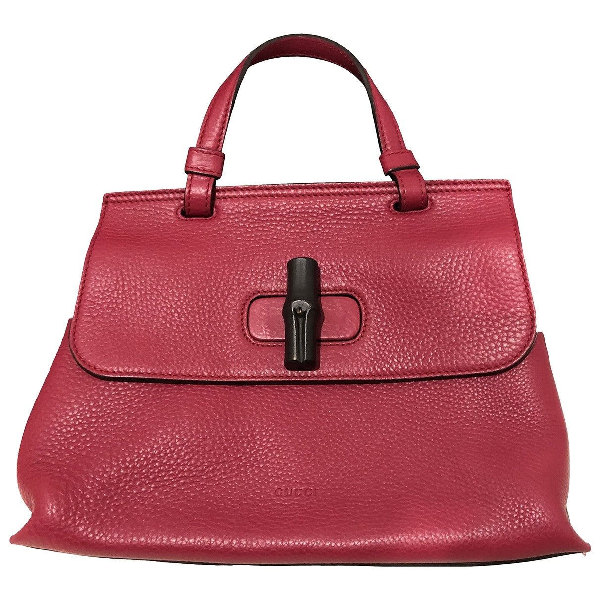 Gucci bamboo pink leather handbag
