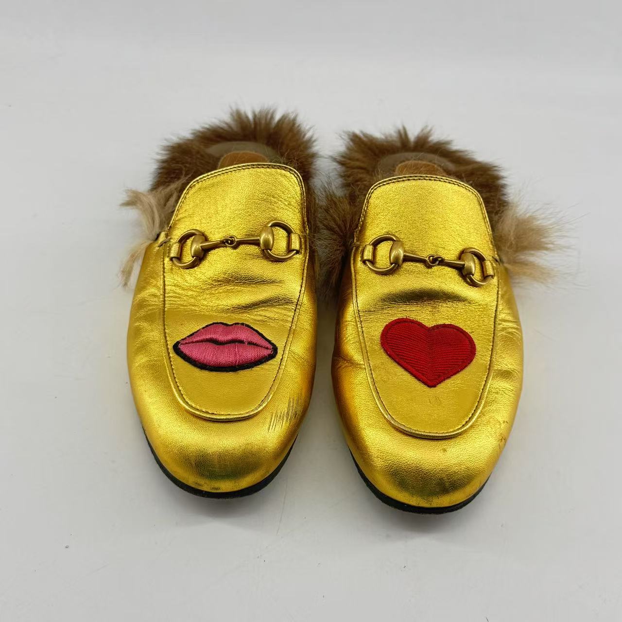 Gucci Princetown Heart Lips Loafers