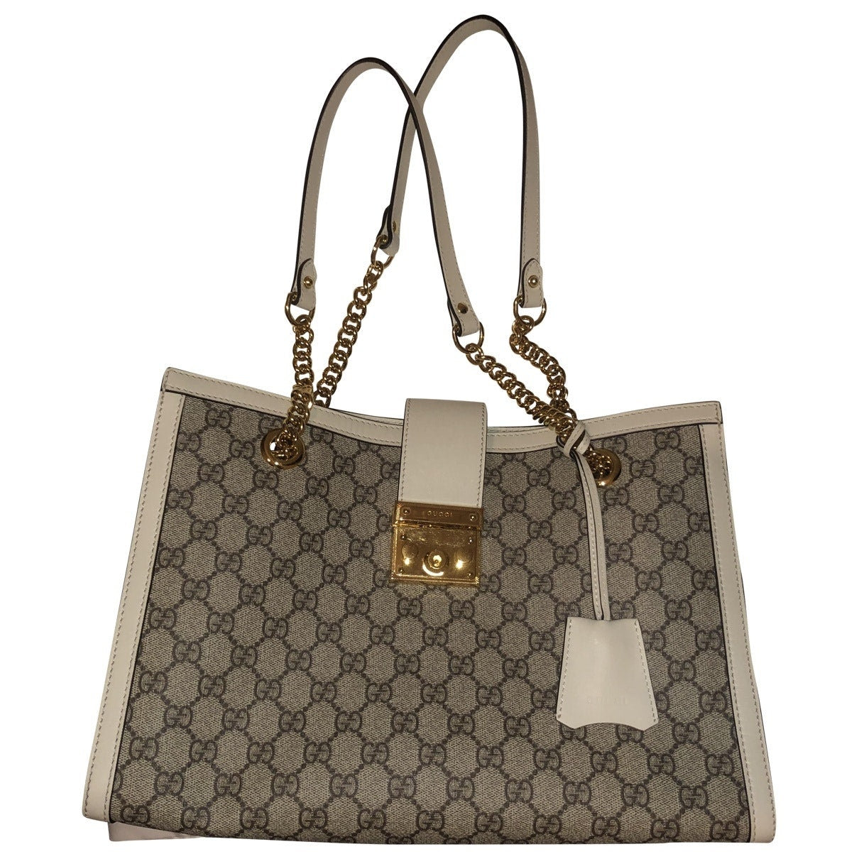 Gucci padlock beige leather handbag