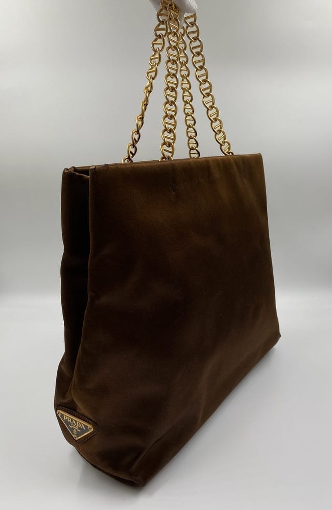 Prada Tote Bag Satin Brown