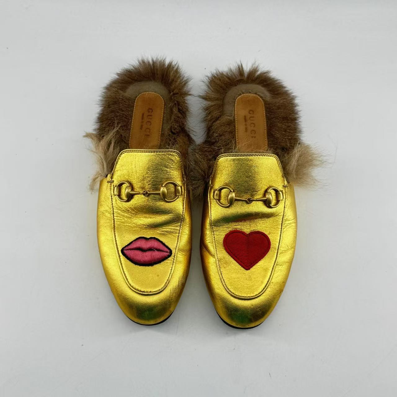 Gucci Princetown Heart Lips Loafers
