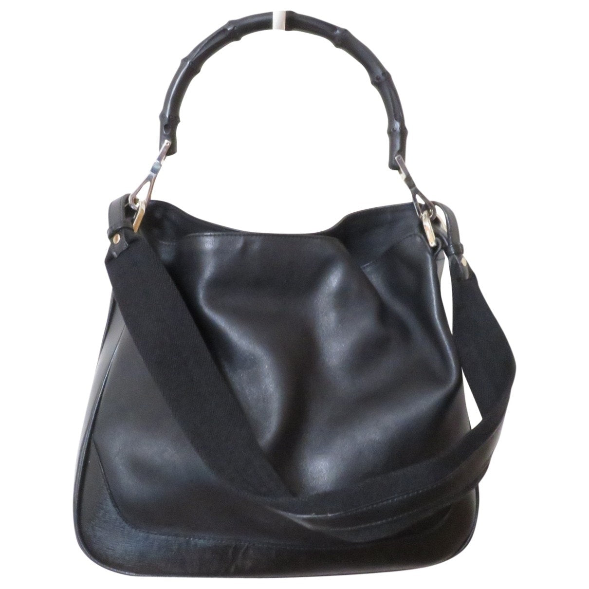 Gucci bamboo black leather handbag