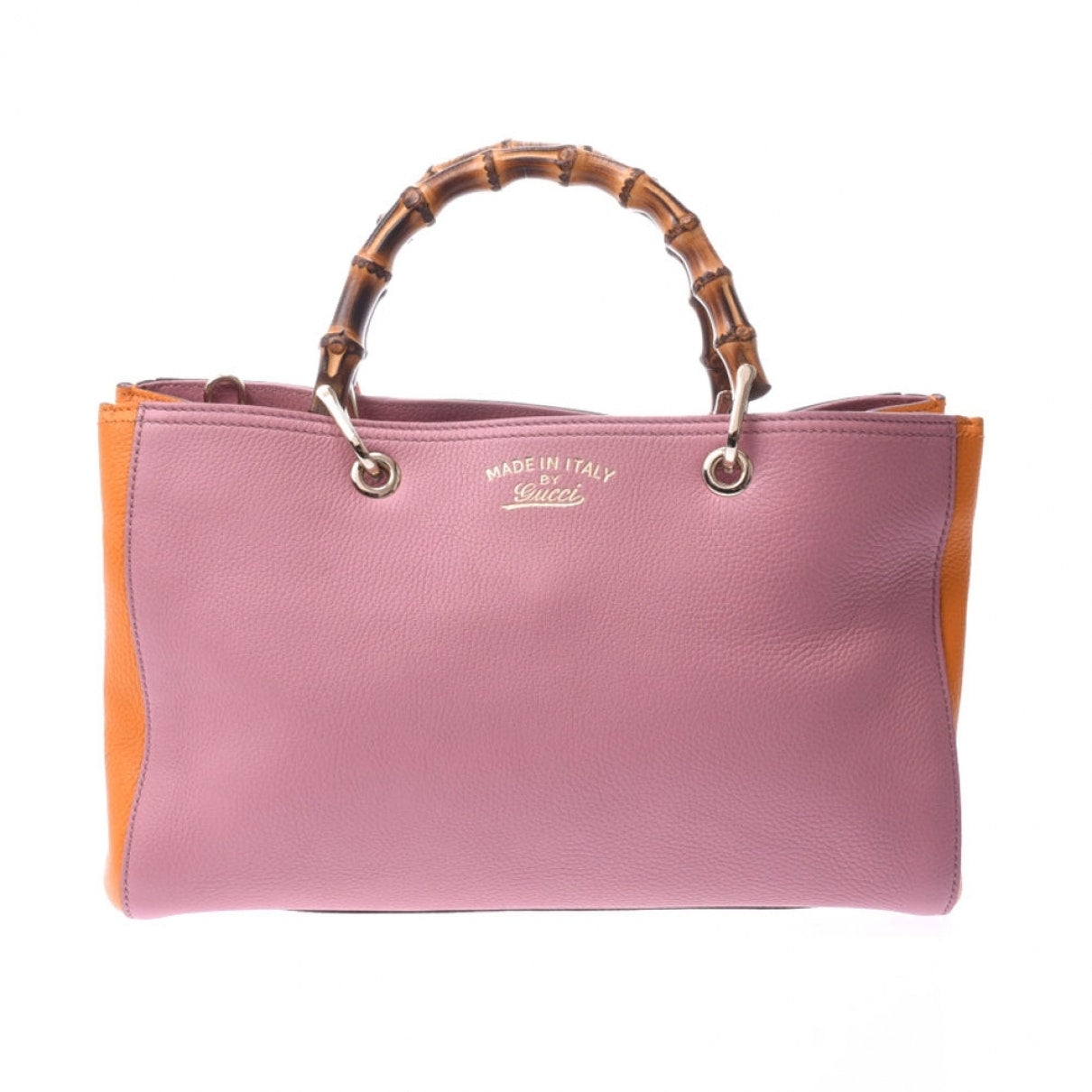 Gucci bamboo pink leather handbag