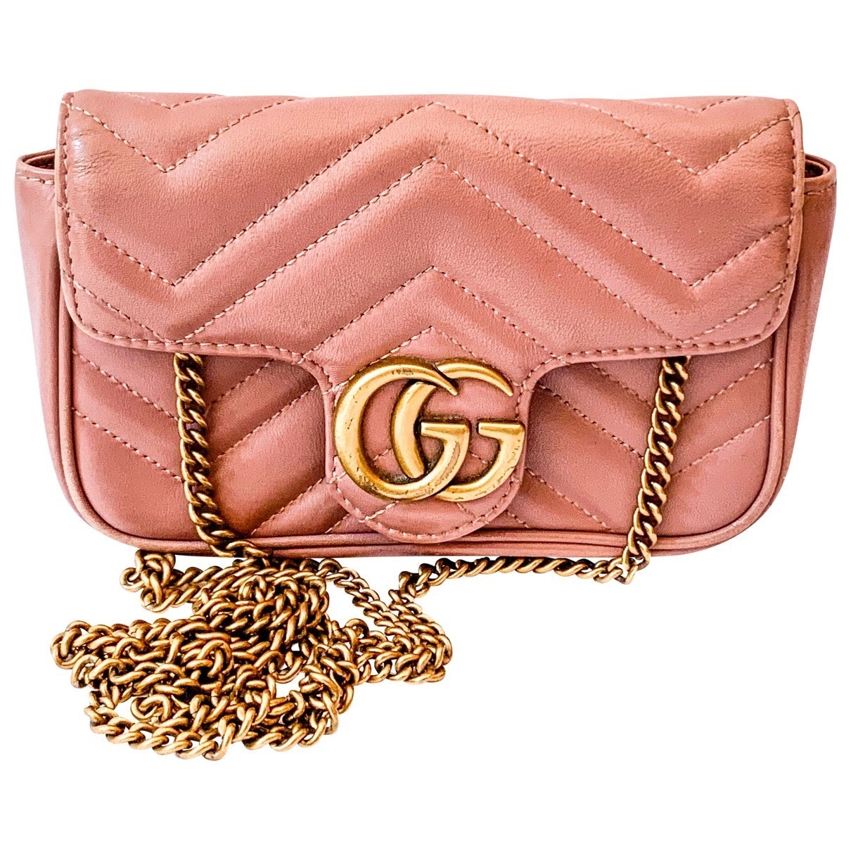 Gucci marmont pink leather handbag