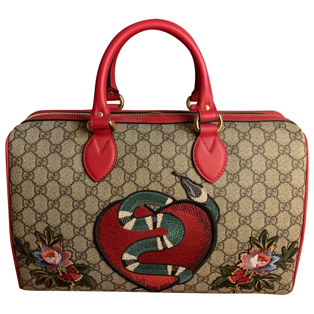 Gucci boston beige cloth handbag