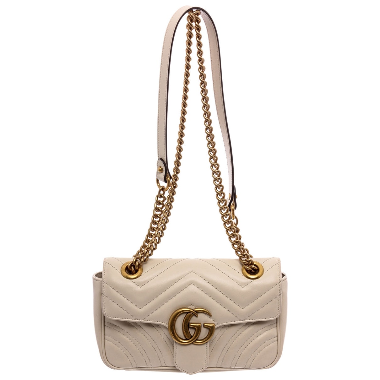 Gucci marmont white leather handbag