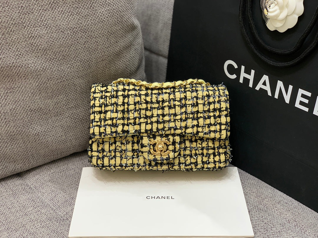 Chlmini Yellow Tweed Top Qualityap Bag For Travel Bag
