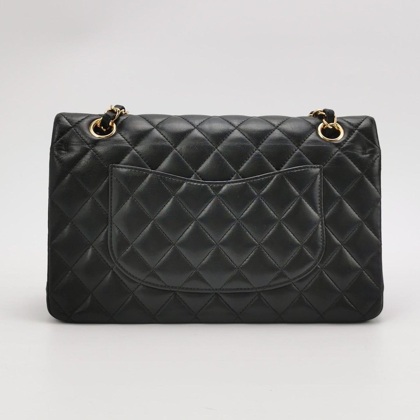 Chanel Timeless Classic Flap Lambskin Hardware Black Gold Leather Handbag 3