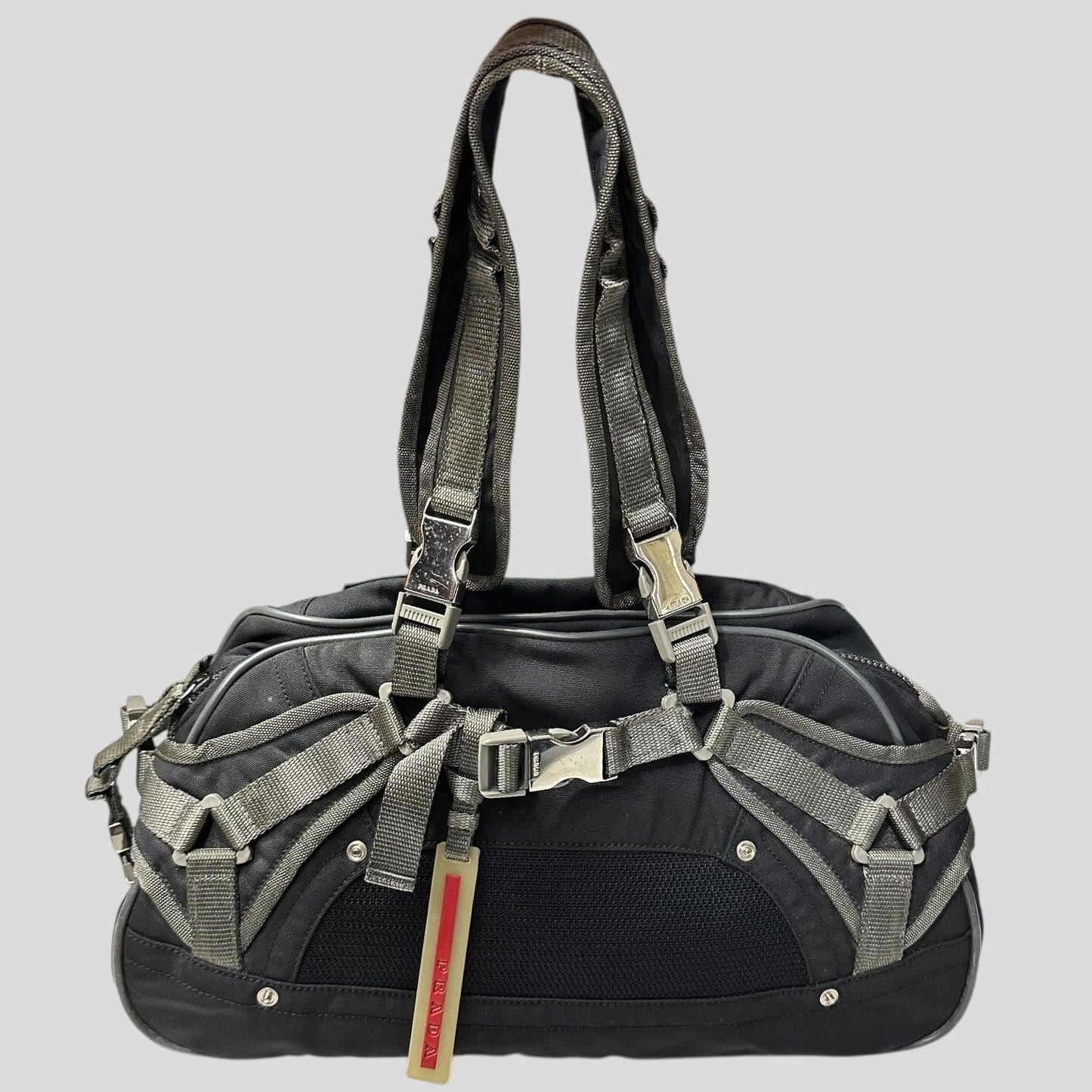 Prada Handbag Sport 00’s Lightning Strap Bondage Buckle Mesh Nylon Metal Mesh Nylon Bag