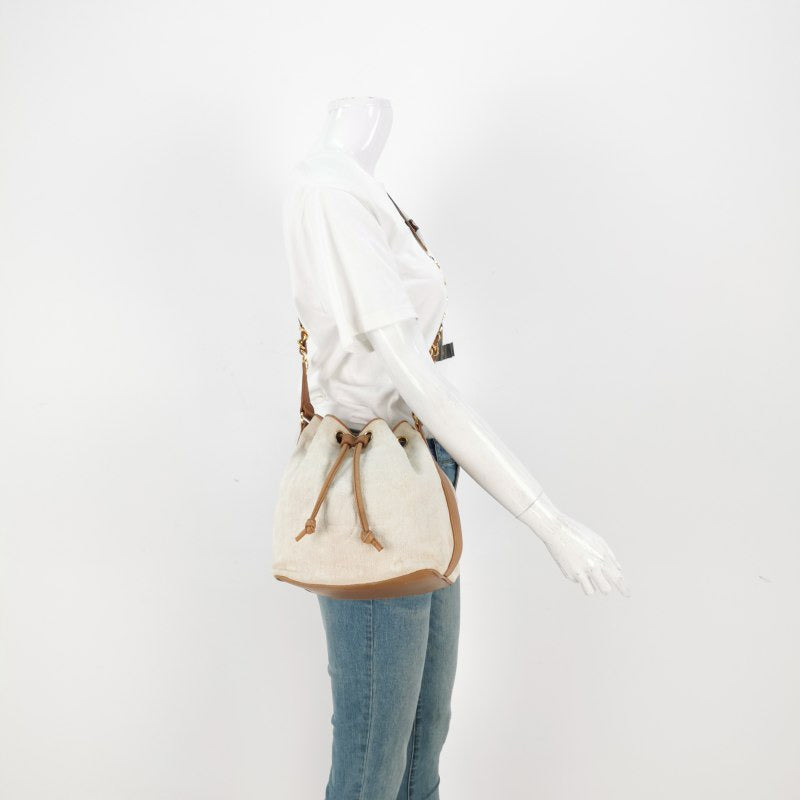 Chanel Patchwork Drawstring Bucket Canvas Leather Jewelry
