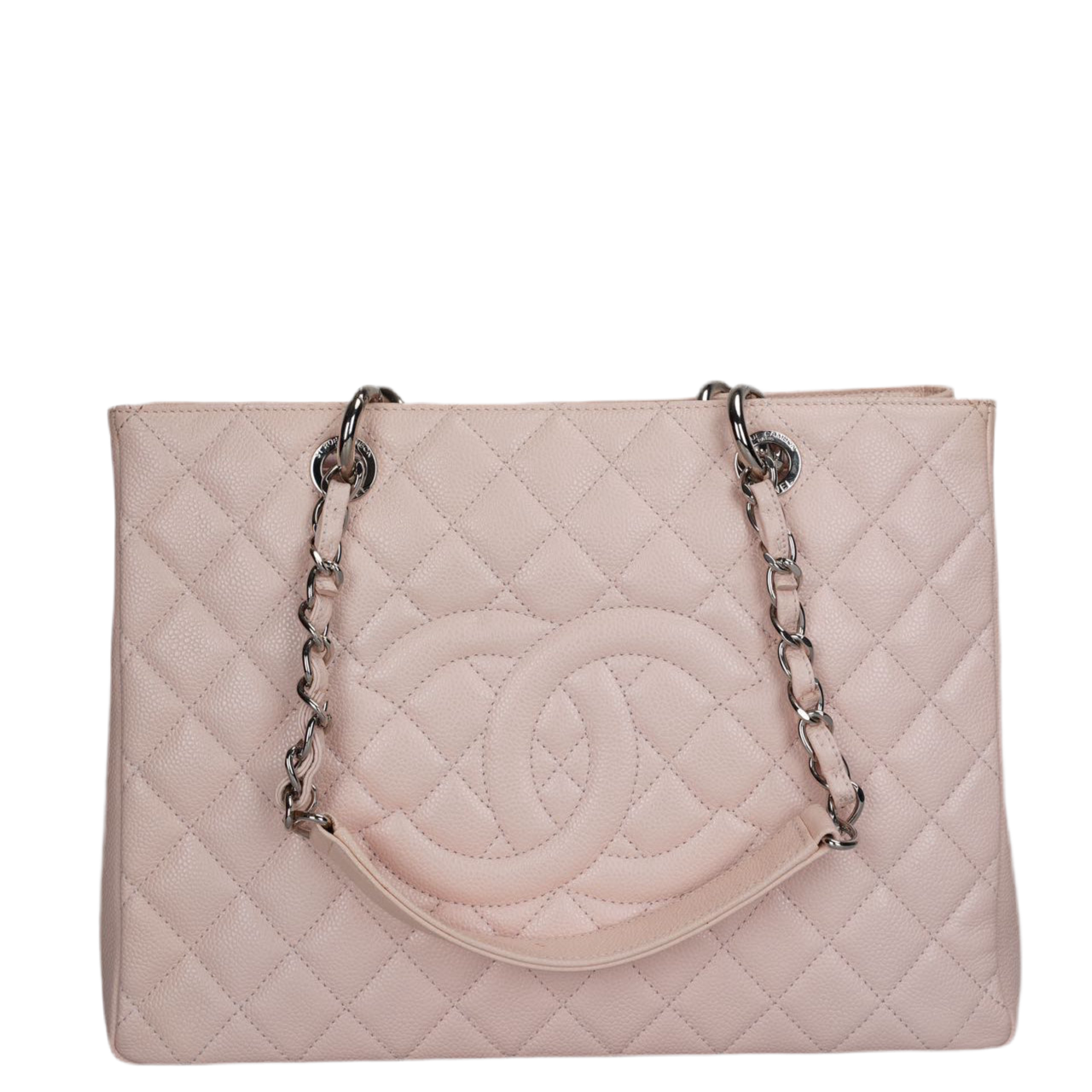 Chanel Grand Shopping Tote Light Pink GST Bag in Caviar Leather with Silver Hardware
