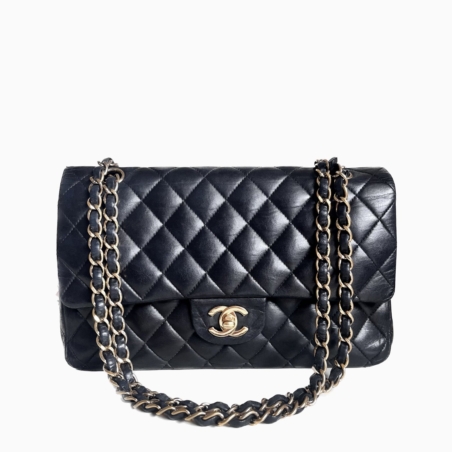Chanel Timeless Classic Flap 24k Plated Hardware Black Gold Handbag