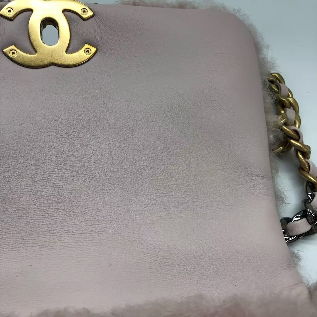 Chanel 19 Shearling Flap Pink Small Shoulder Bag Flap Bag