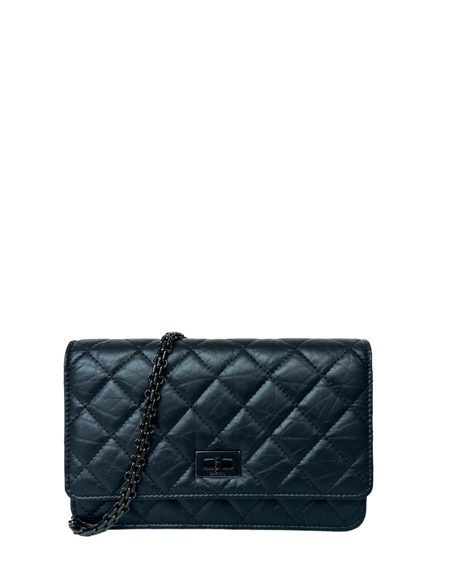 Chanel Calfskin So Black Quilted Reissue Wallet On Chain Woc Crossbody Bag