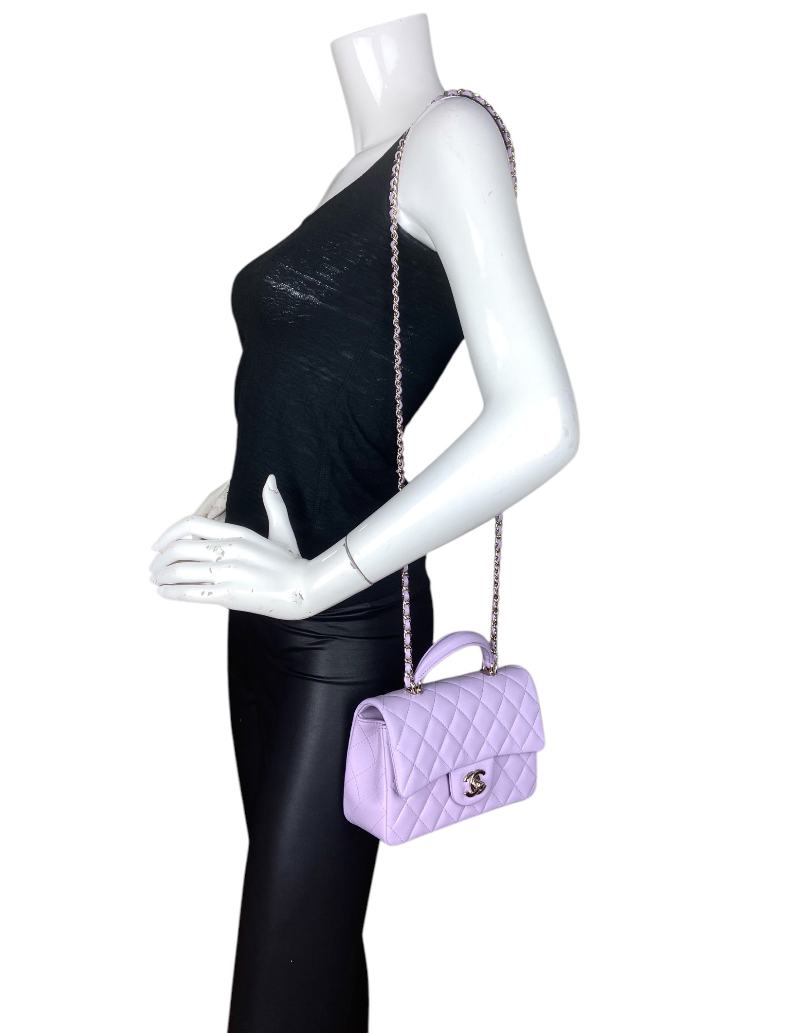 Chanel '24 Light Purple Lambskin Rectangular Mini Flap W/ Handle Women Shoes