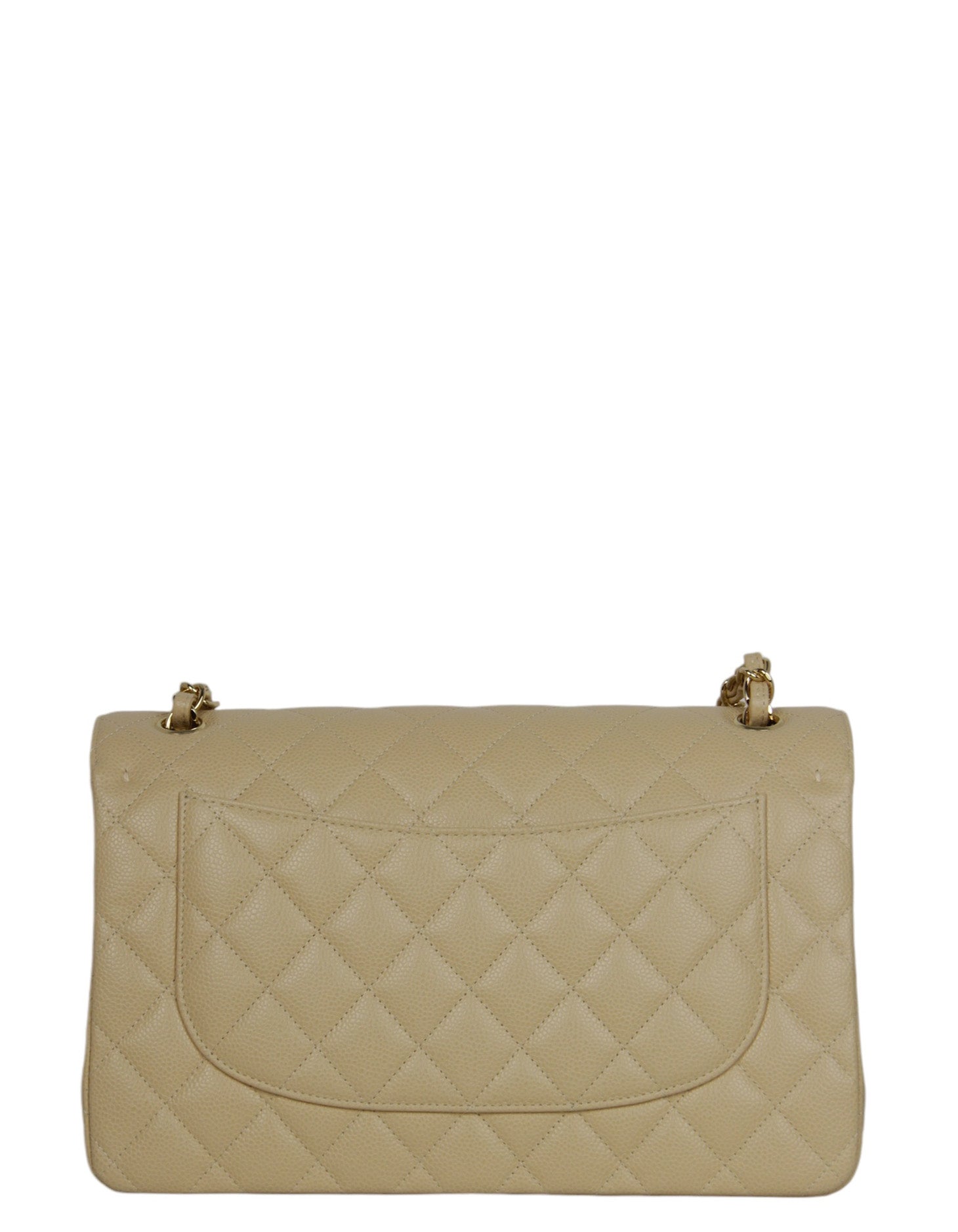 Chanel Beige Caviar Leather Double Flap Jumbo Women Shoes