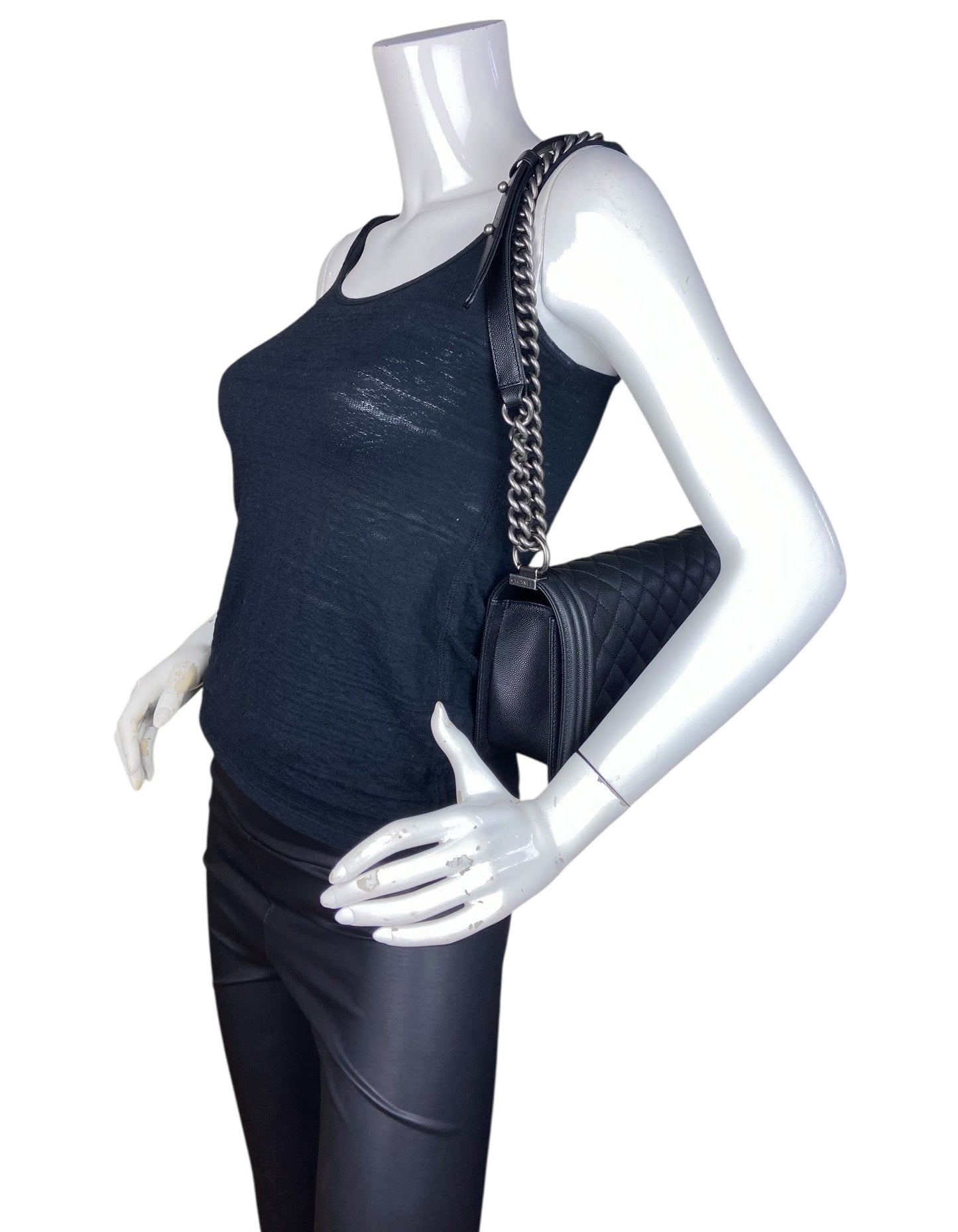 Chanel Black Caviar Medium Boy Bag