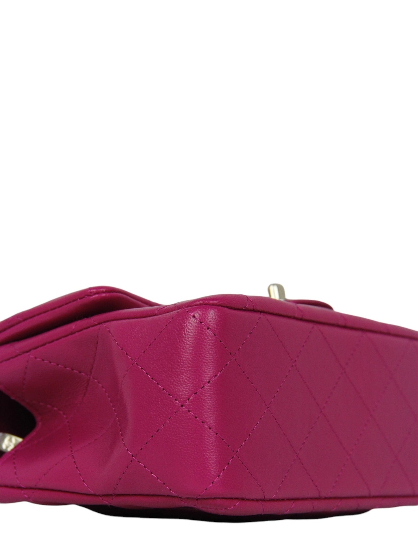 Chanel NWT '24 Fuchsia Lambskin Quilted Mini Top Handle Rectangular Flap