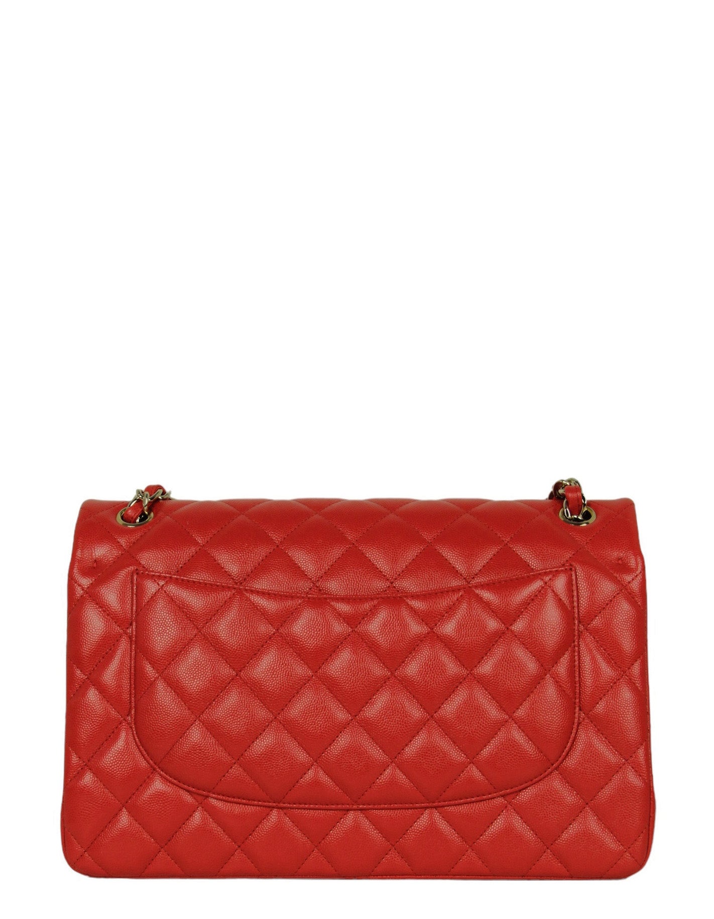 Chanel Red Caviar Leather Double Flap Jumbo Women Shoes