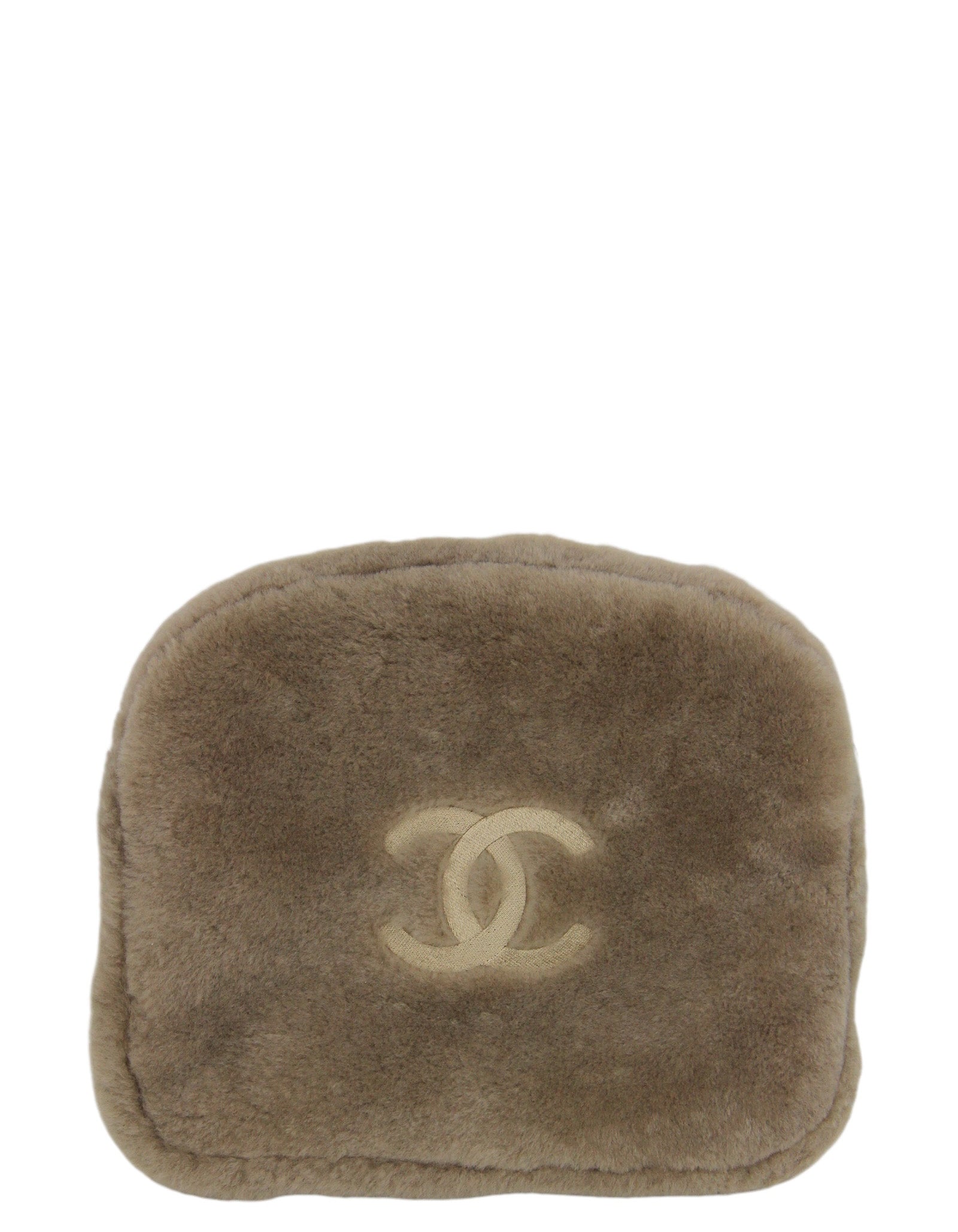 Chanel New Shearling Logo Slippers W/ Case Sz 39 Women Shoes